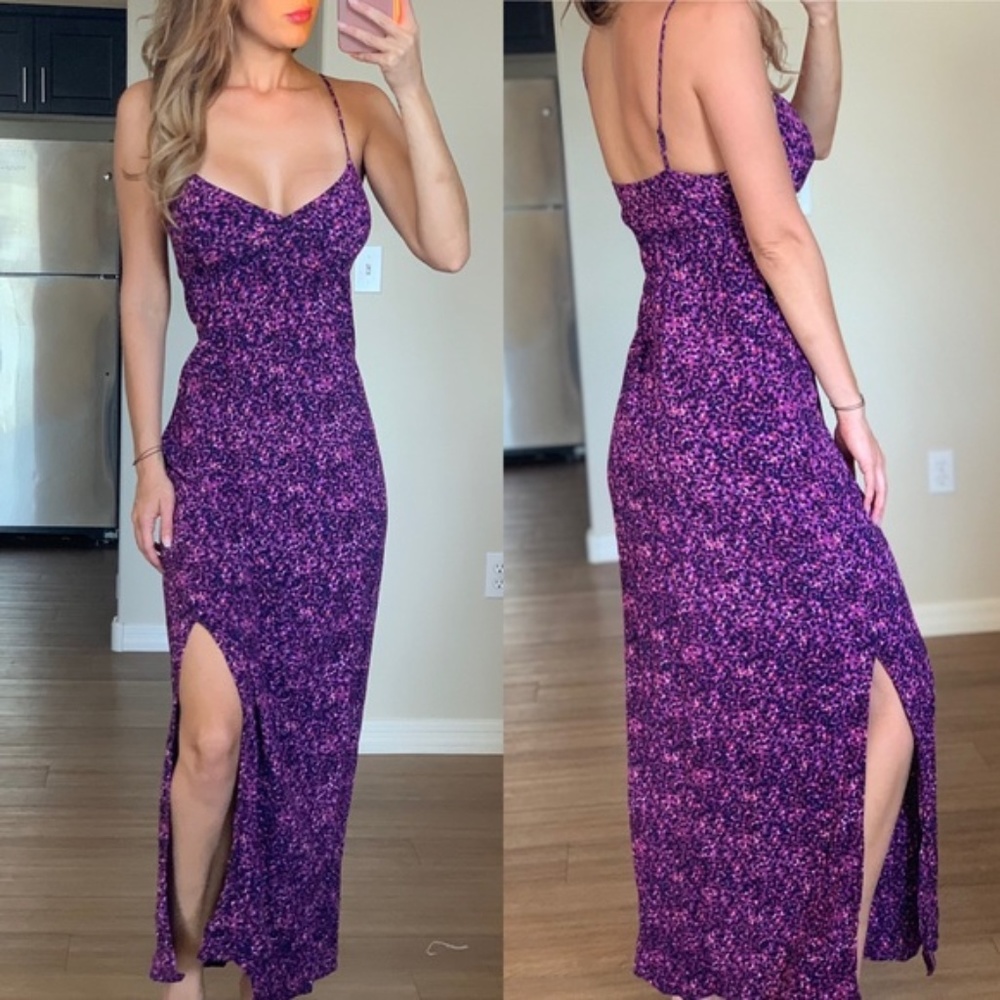Eight Sixty Purple Pink Dot Maxi Dress